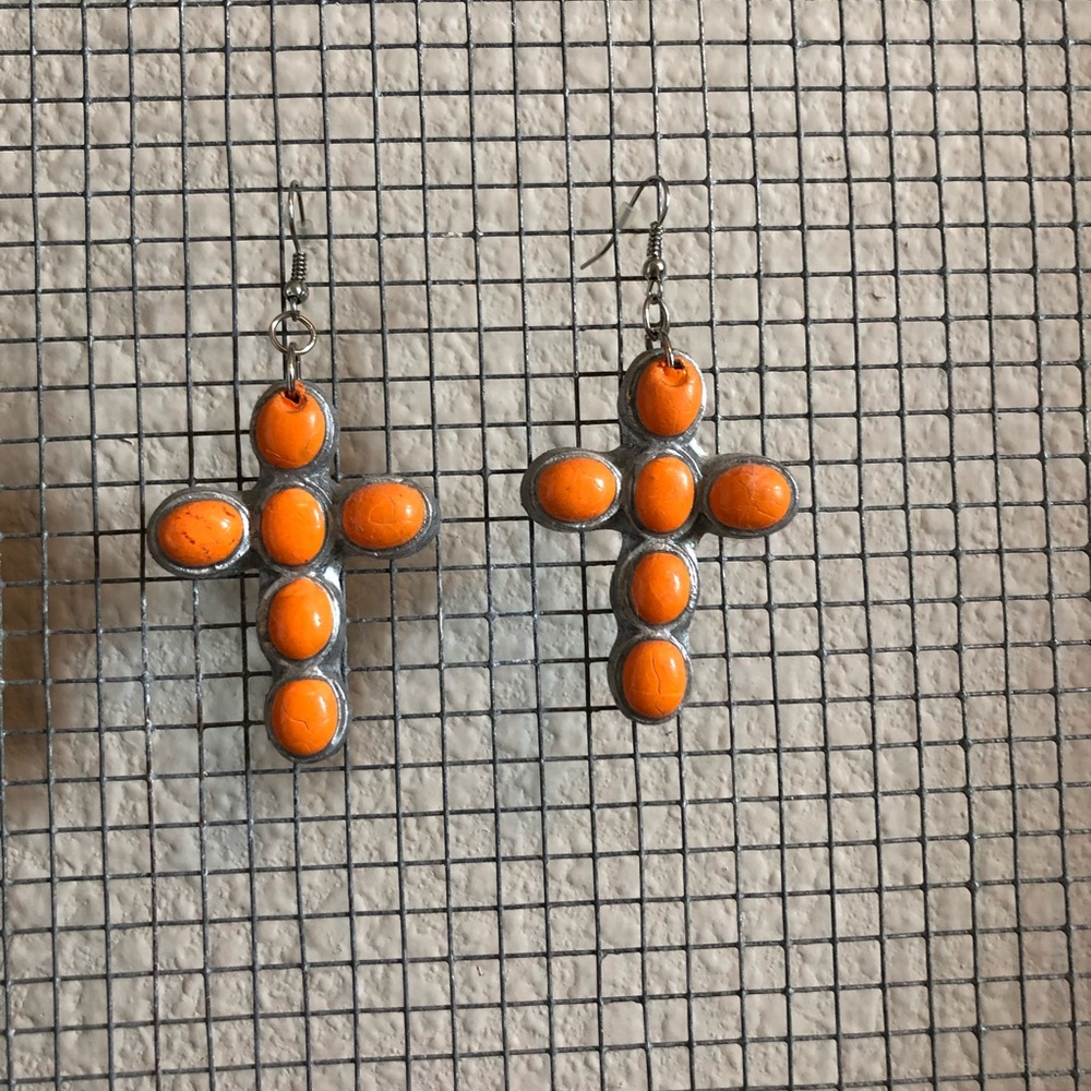 Orange Sookie Sookie Cross Earrings